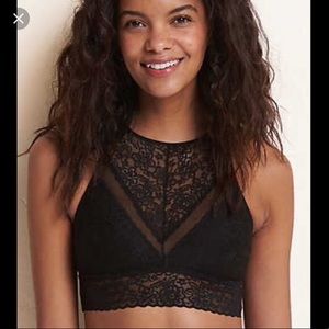 Aerie High Neck Black Lace Boho Bralette
